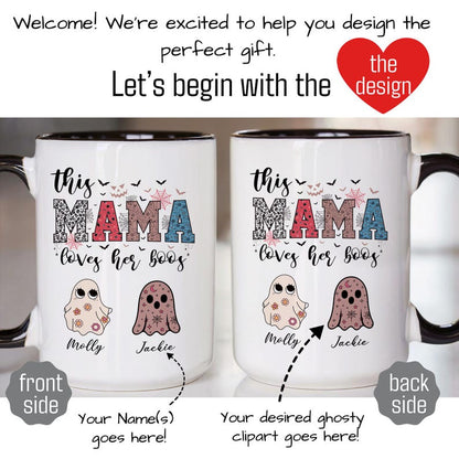 Custom Halloween Mama Mug, Personalized Halloween Mom Mug Gift from Kids, Halloween Ghost Mug with Kids Name, Halloween Mom Gift, Mimi Gift