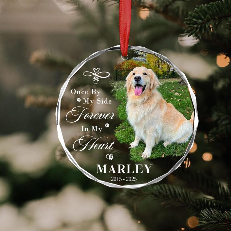 Custom Dog Photo Ornament, Dog Memorial Ornament, Personalized Dog Ornament, Pet Memorial Keepsake,Dog Loss Gift Forever Loved Sympathy Gift