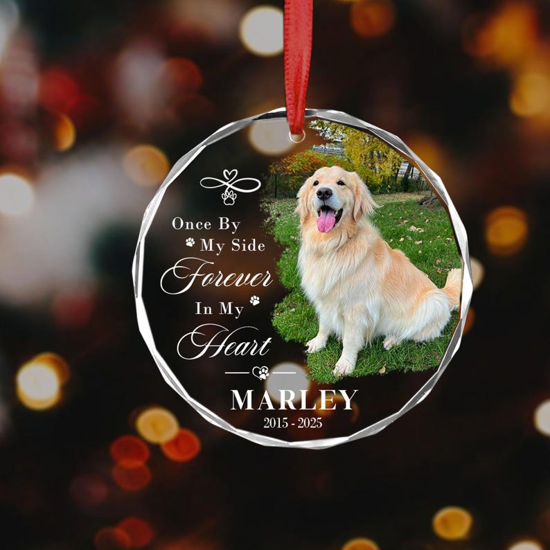 Custom Dog Photo Ornament, Dog Memorial Ornament, Personalized Dog Ornament, Pet Memorial Keepsake,Dog Loss Gift Forever Loved Sympathy Gift