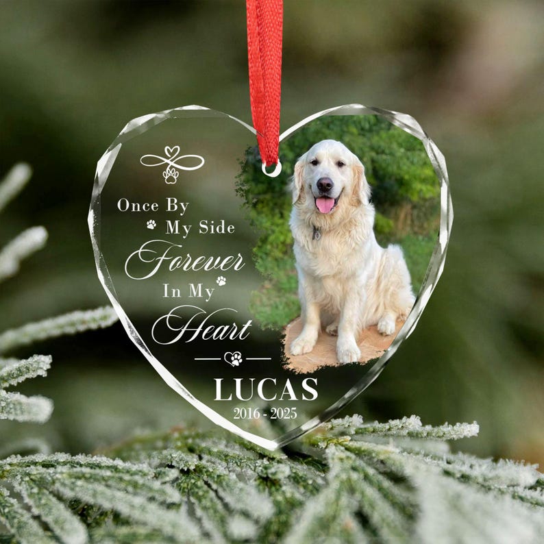 Custom Dog Photo Ornament, Dog Memorial Ornament, Personalized Dog Ornament, Pet Memorial Keepsake,Dog Loss Gift Forever Loved Sympathy Gift