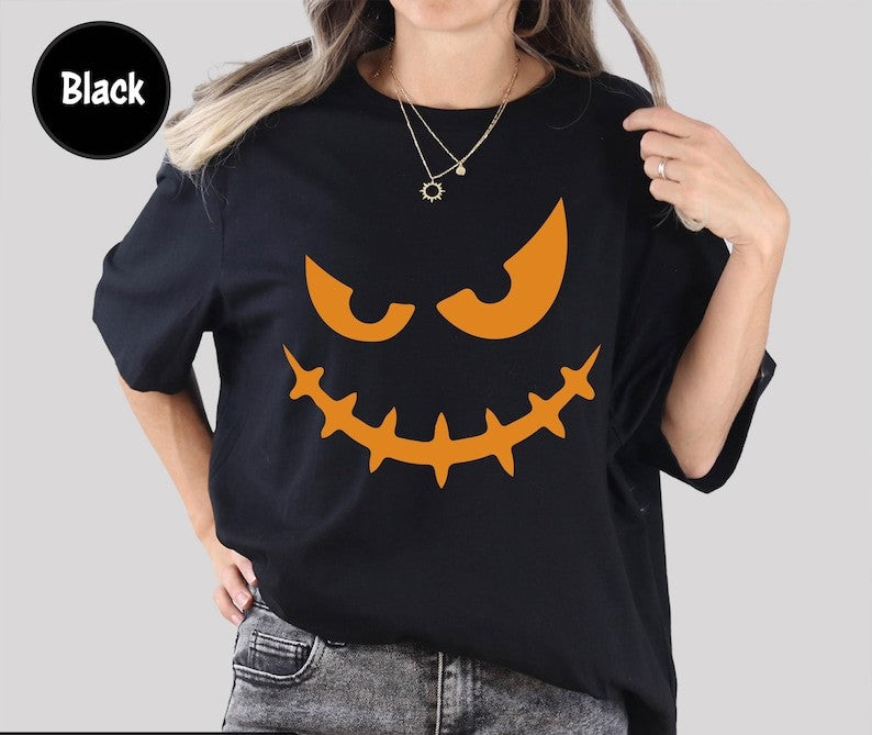 Pumpkin Face Halloween Tshirt, Funny Family Halloween Tee, Halloween Party Nightmare Shirt, Halloween Face Pumpkin Costumes,Face Pumpkin Tee