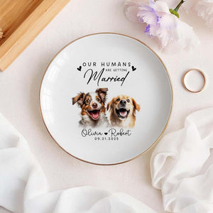 Custom Pet Portrait Ring Dish, Engagement Gift For Her, My Humans Are Getting Married, Personalized Dog Portrait Jewelry Trinket Dish