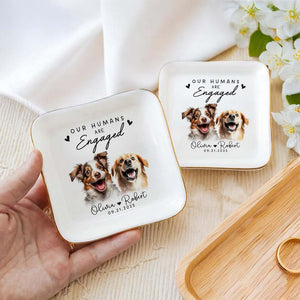 Custom Pet Portrait Ring Dish, Engagement Gift For Her, My Humans Are Getting Married, Personalized Dog Portrait Jewelry Trinket Dish