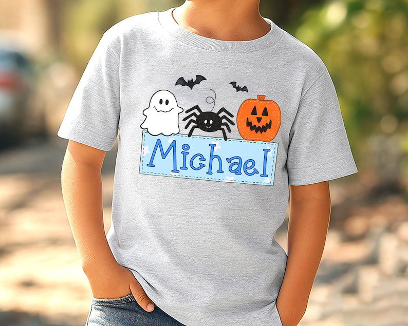 Personalized Kids Halloween Shirt, Halloween Name Shirt for Toddler, Boys Girls Halloween Toddler Shirt, Custom Kids Name Shirt, Spooky Tee