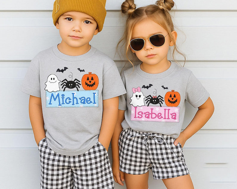 Personalized Kids Halloween Shirt, Halloween Name Shirt for Toddler, Boys Girls Halloween Toddler Shirt, Custom Kids Name Shirt, Spooky Tee