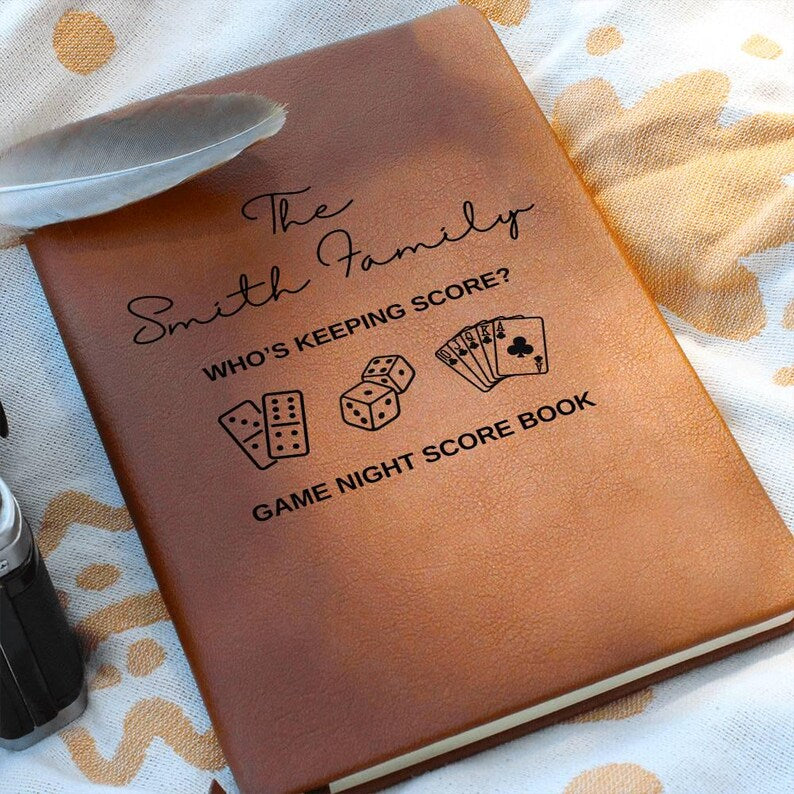 Game Night Score Book Custom Leather Score Pad, Personalized Family Game Tracker, Game Night Gift Idea, Hostess Gift, Family Board Game