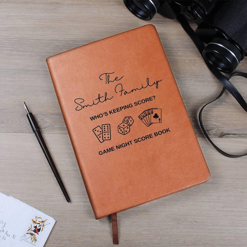 Game Night Score Book Custom Leather Score Pad, Personalized Family Game Tracker, Game Night Gift Idea, Hostess Gift, Family Board Game