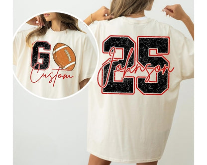 Custom Football Shirt, Football Mom Shirt with Kids Name and Jersey Number, School Spirit Shirt, Football Season Mama Gifts