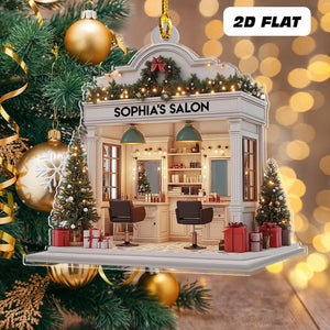 Personalized Hair Salon 2d Flat Printed Acrylic Ornament Not 3d, Hairdresser Gifts, Christmas Decor, Hair Stylist Christmas Ornament