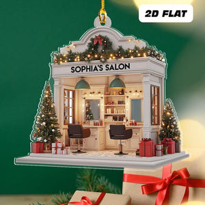 Personalized Hair Salon 2d Flat Printed Acrylic Ornament Not 3d, Hairdresser Gifts, Christmas Decor, Hair Stylist Christmas Ornament