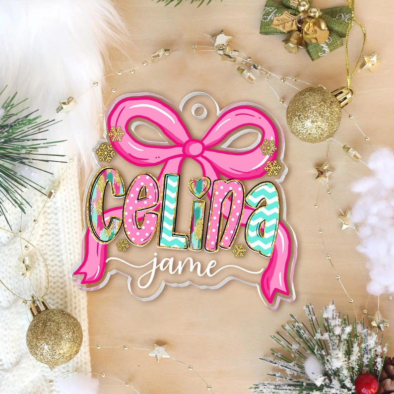Personalized Kids Christmas Ornament, Custom Coquette Kids Girls Ornament, Coquette Ornament With Name, 2025 Christmas Gift For Daughter