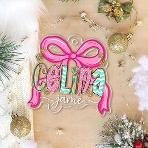 Personalized Kids Christmas Ornament, Custom Coquette Kids Girls Ornament, Coquette Ornament With Name, 2025 Christmas Gift For Daughter