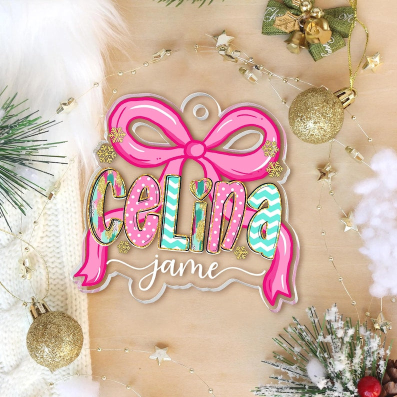 Personalized Christmas Ornament 2025: Custom Girl's Name, Acrylic