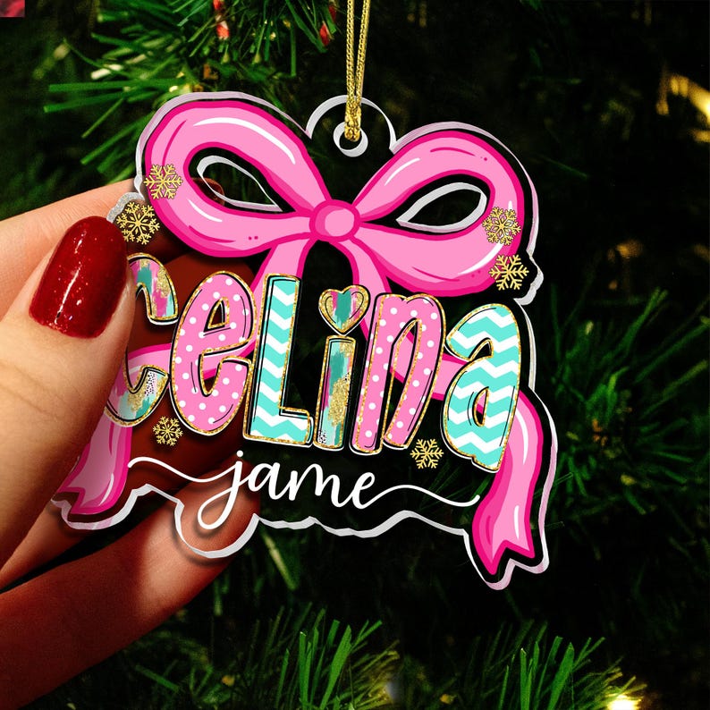 Personalized Kids Christmas Ornament, Custom Coquette Kids Girls Ornament, Coquette Ornament With Name, 2025 Christmas Gift For Daughter