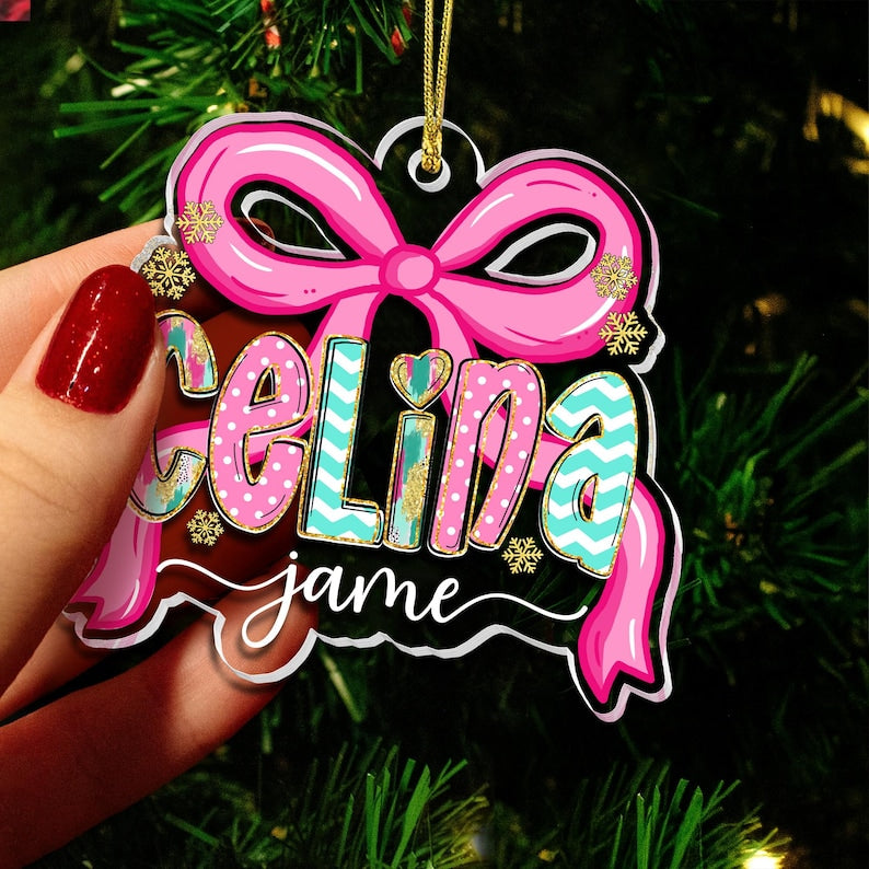 Personalized Christmas Ornament 2025: Custom Girl's Name, Acrylic