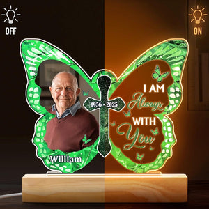 Custom Memorial LED Light with Butterfly Design, Personalized Memorial Decor, Photo & Name Engraved Gift for Loved Ones