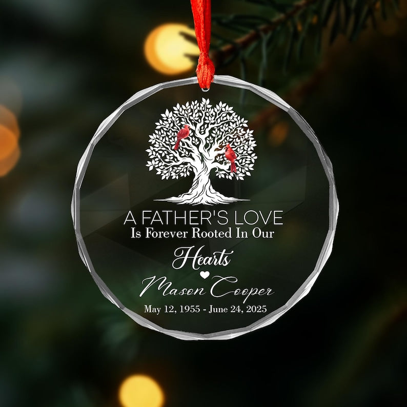 Cardinal Memorial Christmas Ornament, Personalized Sympathy Glass Ornament, Funeral Ornaments, Keepsake Remembrance Gift, Loss of Loved One