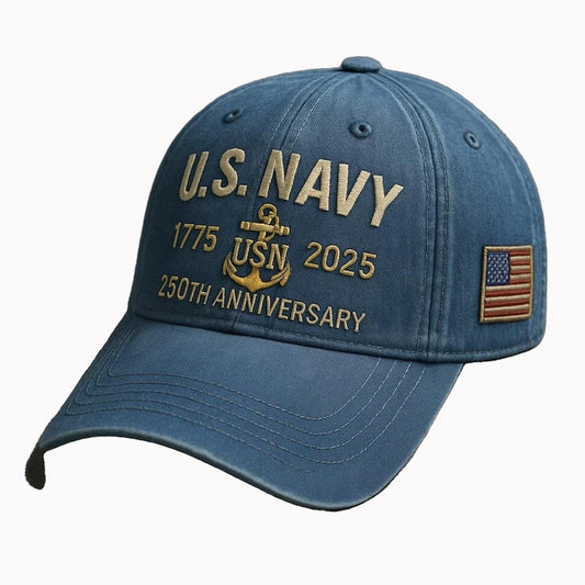 Navy Veteran 250th Anniversary Embroidered Trucker Hat