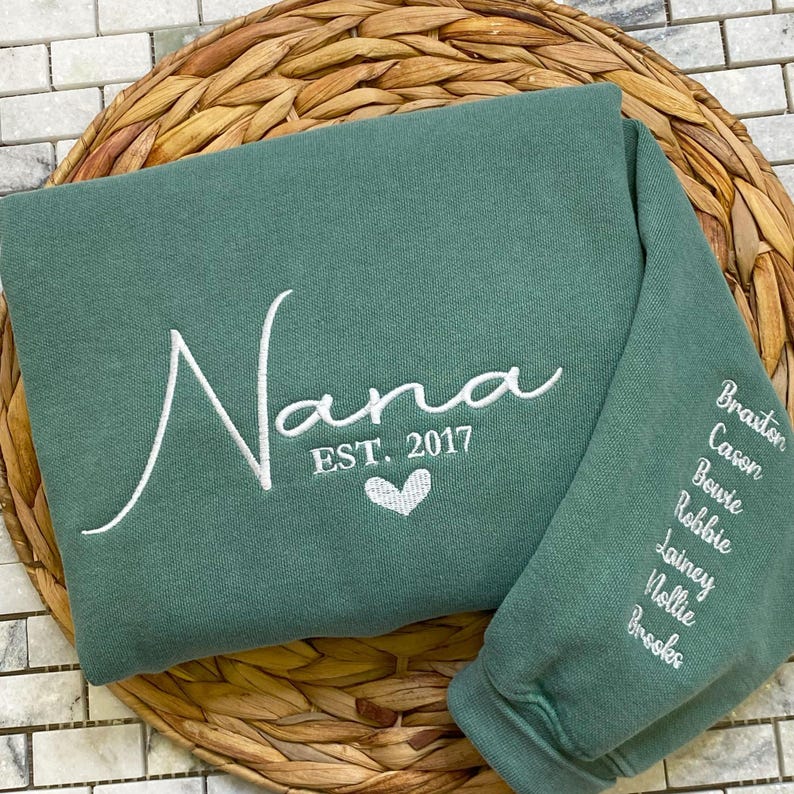 Grandma Sweatshirt - Comfort Colors Custom Embroidered Nana Sweatshirt with Grandkid Name - New Grandma Shirt - Minimalist Mimi Sweater il_794xN.7119167597_p9f4.jpg