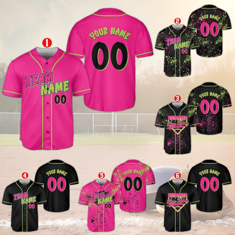 Custom Animals Baseball Jersey, Personalized Name And Number Party Baseball Jersey, Matching Paint Splatter Jersey, Monkey Team Gift