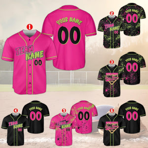 Custom Animals Baseball Jersey, Personalized Name And Number Party Baseball Jersey, Matching Paint Splatter Jersey, Monkey Team Gift