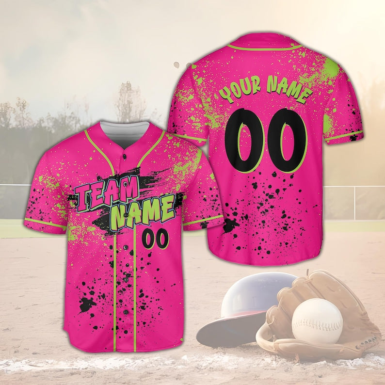 Custom Animals Baseball Jersey, Personalized Name And Number Party Baseball Jersey, Matching Paint Splatter Jersey, Monkey Team Gift