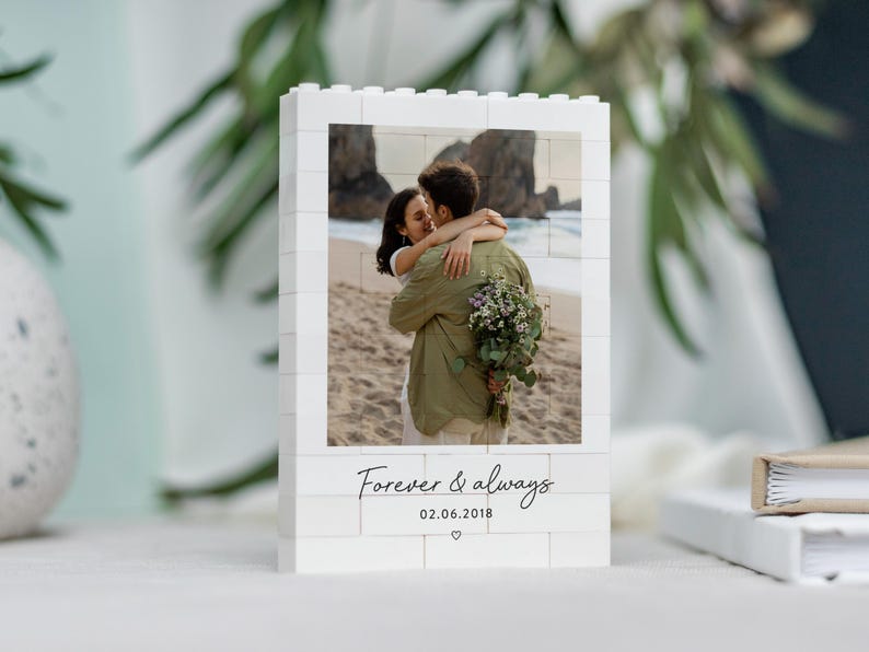 Personalised Anniversary Photo Gift, Romantic Keepsake, Custom Style Memory Block, Gift For Couple, Wedding Anniversary, Love Gift