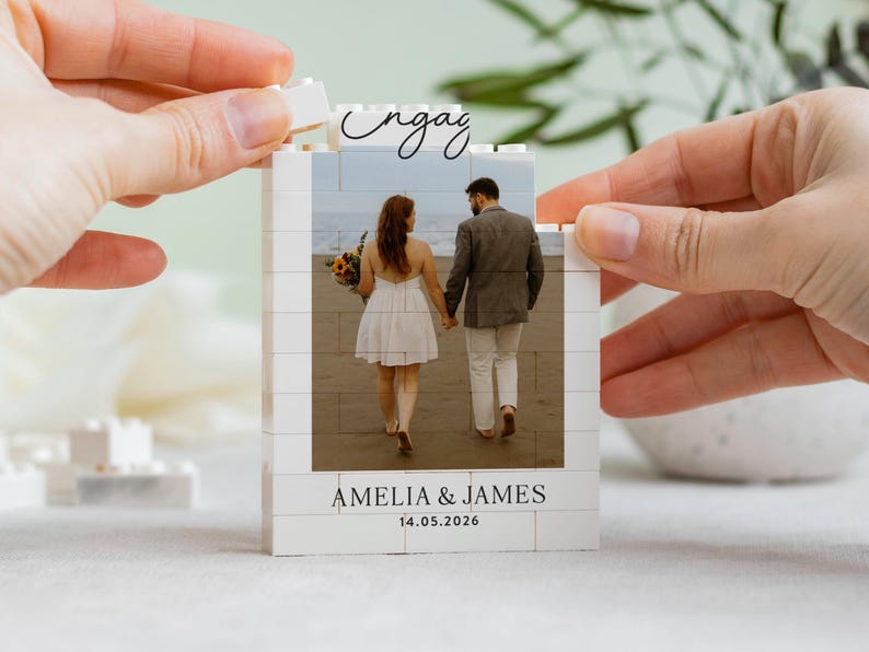 Personalised Engagement Photo Gift, Engagement Keepsake, Couple Gifts, Custom Style Memory Block, Gift For Couple, Christmas Gift