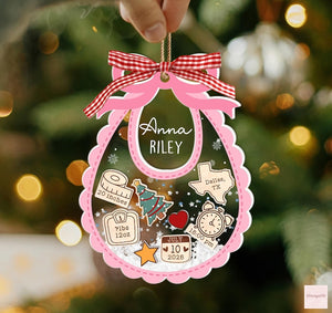 Baby's First Christmas Ornament, Personalized Baby 1st Christmas Ornament, Custom New Baby Gift, 4D Shake Babies Ornament, Baby Shower