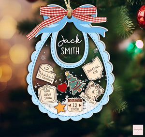 Baby's First Christmas Ornament, Personalized Baby 1st Christmas Ornament, Custom New Baby Gift, 4D Shake Babies Ornament, Baby Shower