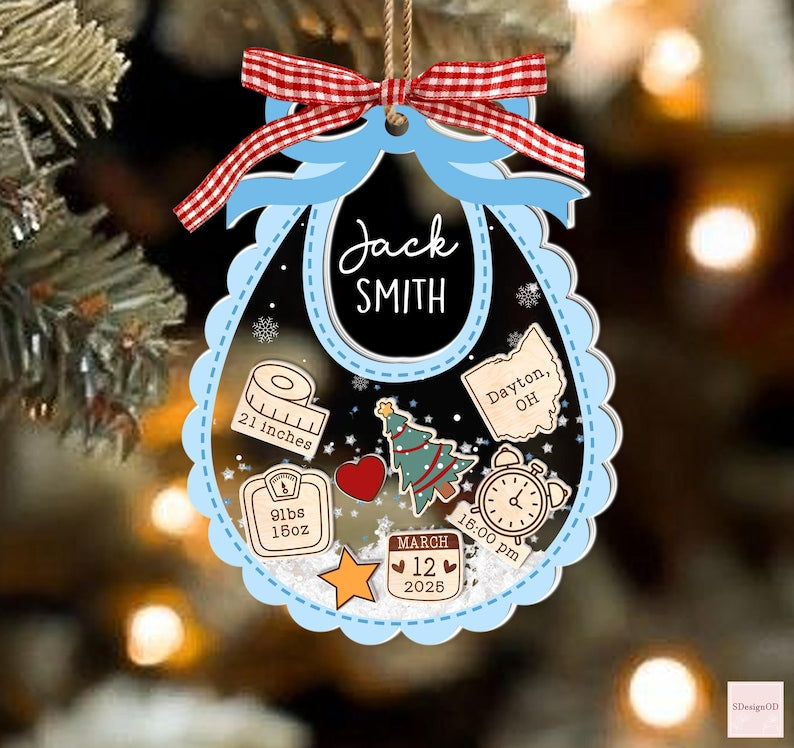 Baby's First Christmas Ornament, Personalized Baby 1st Christmas Ornament, Custom New Baby Gift, 4D Shake Babies Ornament, Baby Shower
