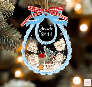 Baby's First Christmas Ornament, Personalized Baby 1st Christmas Ornament, Custom New Baby Gift, 4D Shake Babies Ornament, Baby Shower