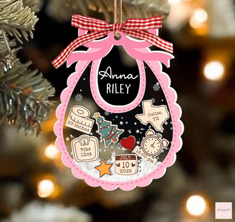Baby's First Christmas Ornament, Personalized Baby 1st Christmas Ornament, Custom New Baby Gift, 4D Shake Babies Ornament, Baby Shower