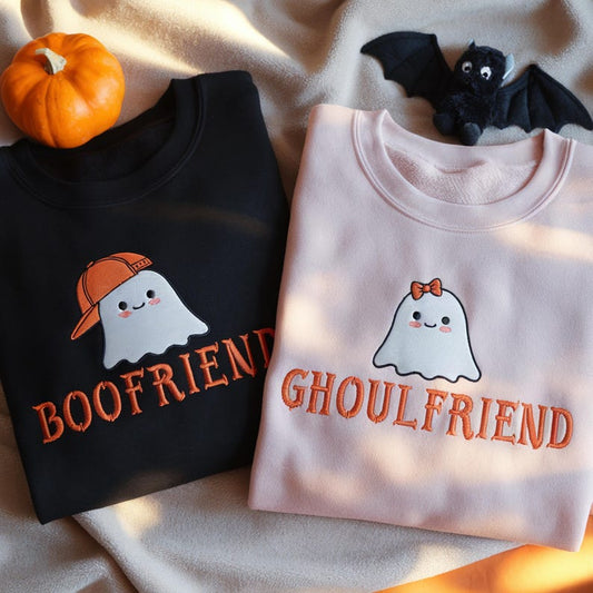 Couple Halloween Ghost Sweatshirts | BooFriend GhoulFriend Embroidered Shirts | Matching Fall Outfits for Couples Funny Gift | Couple Gift il_794xN.7120670023_f2dp.jpg