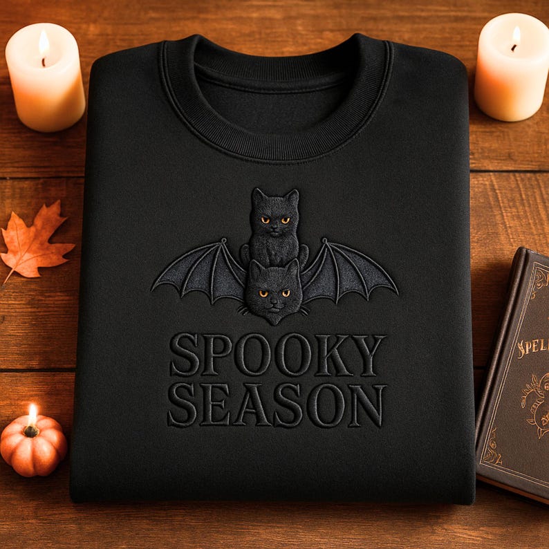 Halloween Embroidered Sweatshirt Halloween Spooky Season Sweatshirt Sarcasm shirt Funny gift for friend Dark Humor Gothic Style Bat Tee Top