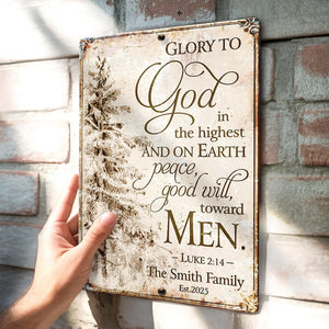 Christmas Tree Art With Scripture, Glory to God in the Highest Metal Sign, Farmhouse Christmas Wall Decor, Christmas Gift For Family
