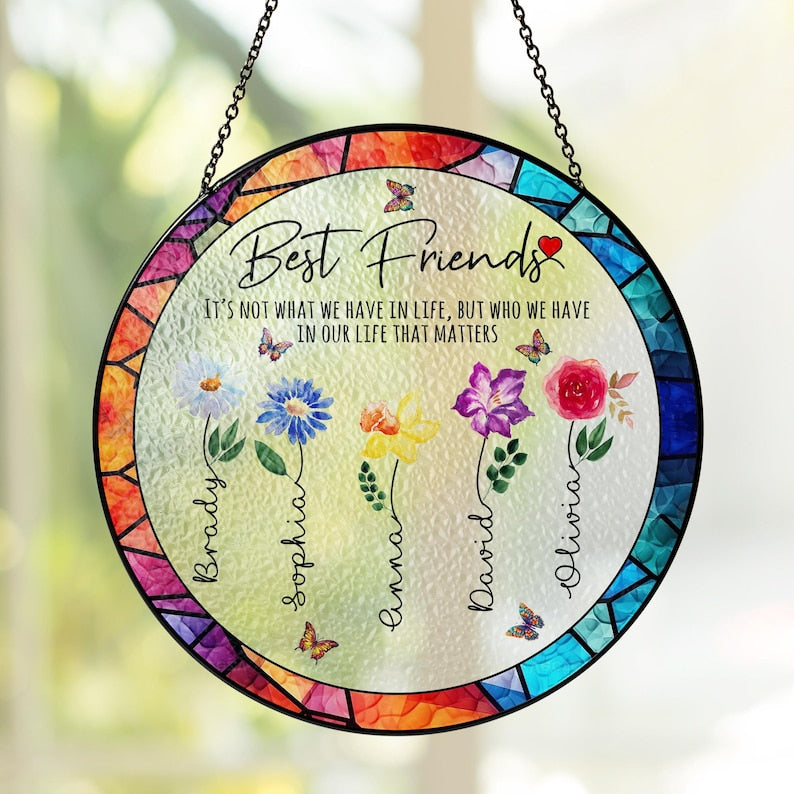 Friendship Gifts, Bestie Gifts, Friends Stained Glass Suncatcher Hanging Decor, BFF Gift, Friend Gifts For Women, Best Friend Birthday Gifts