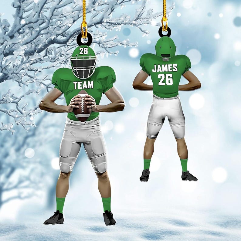 Personalized American Football Ornament, Football Players Christmas Ornament, Custom Name Number Ornament, Football Acrylic Ornament
