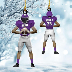 Personalized American Football Ornament, Football Players Christmas Ornament, Custom Name Number Ornament, Football Acrylic Ornament