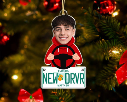 New Driver Ornament 2025, State License Ornament, Custom New Driver Photo Ornament, First Teenager Car Christmas Ornament, New Car Gift