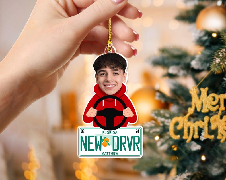 New Driver Ornament 2025, State License Ornament, Custom New Driver Photo Ornament, First Teenager Car Christmas Ornament, New Car Gift