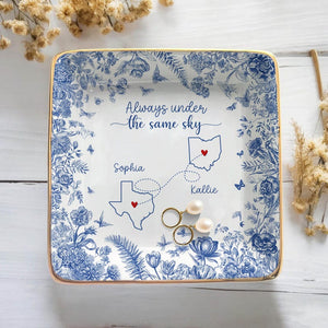 Custom Long Distance Friendship Gift, Personalized Best Friends Jewelry Dish Gifts For Best Friend Long Distance Gifts Sister Gift, BFF Gift