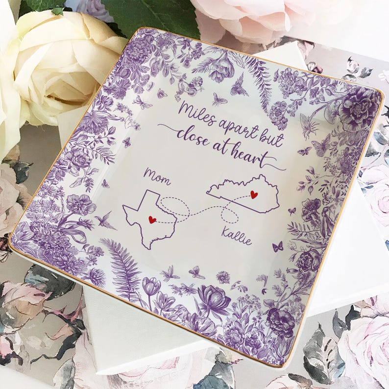 Custom Long Distance Friendship Gift, Personalized Best Friends Jewelry Dish Gifts For Best Friend Long Distance Gifts Sister Gift, BFF Gift