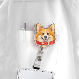 Custom Pet Badge Reel, Dog Portrait Photo Badge Reel, Cat Face Badge Reel, Nurse Badge Reel, Retractable Badge Holder, ID Badge Buddy