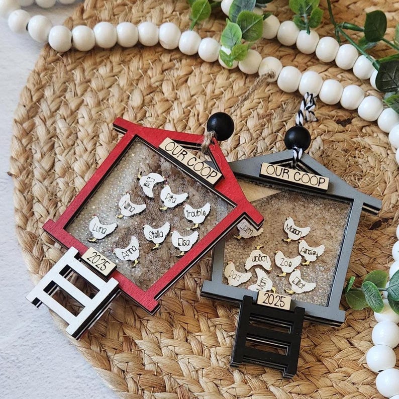 Personalized Chicken Coop Ornament | Custom Hen Names Gift | Backyard Chicken Farmhouse Decor | Cute Family Christmas Ornament 2025