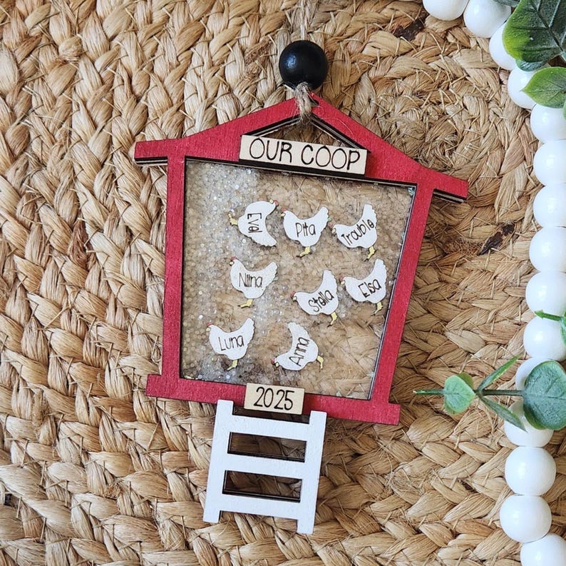 Personalized Chicken Coop Ornament | Custom Hen Names Gift | Backyard Chicken Farmhouse Decor | Cute Family Christmas Ornament 2025