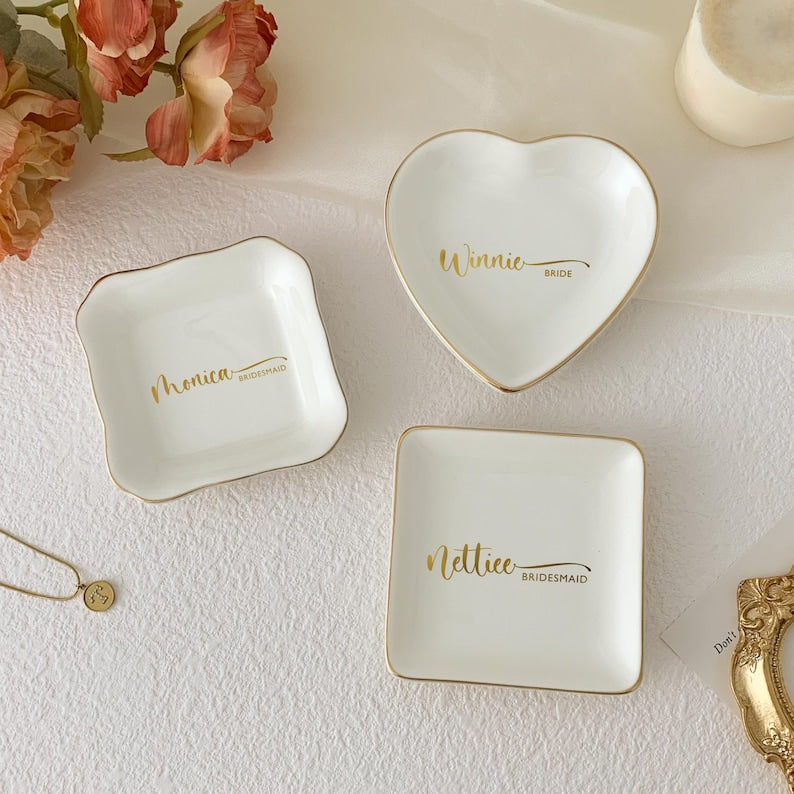 Personalized Jewelry Dish/ Bridesmaid Gifts/ Engagement Ring Dish/ Birthday Gift for Her/ Graduation Gift/ Bridal Shower Gift/ Gift for Mom