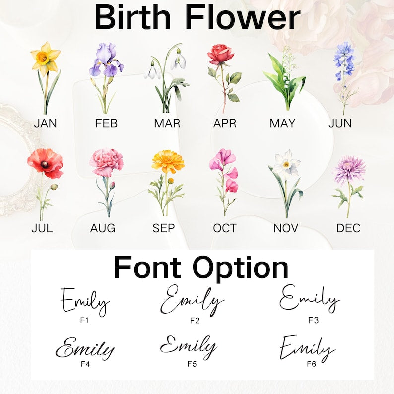 Personalized Birthflower Jewelry Dish/ Bridesmaid Gifts/ Engagement Ring Dish/ Birthday Gift for Her/ Graduation Gift/ Bridal Shower Gift/ Gift for Mom