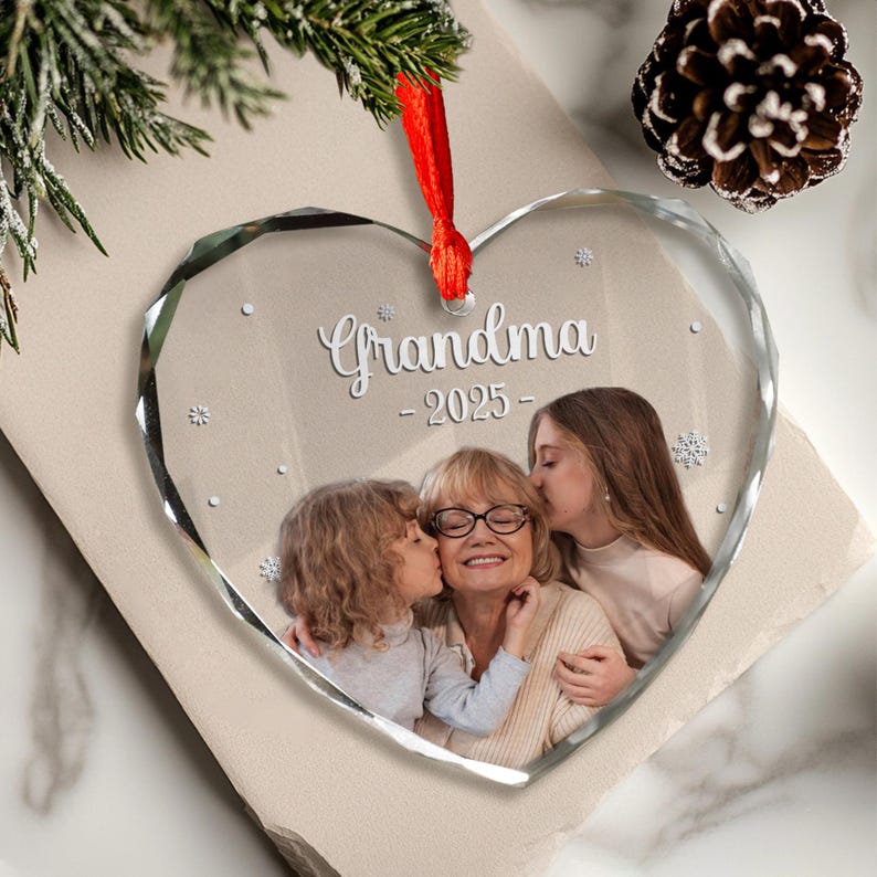 Family Portraits Crystal Ornament, Family Memorial Picture Ornament, Custom Photo Glass Ornament, Christmas Ornament 2025, Family Keepsake