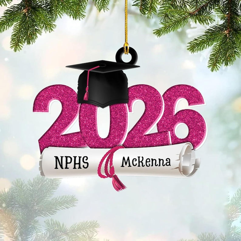Personalized Senior 2026 Ornament, Custom Class of 2026 Ornament, High School Senior, Personalized New Student Gift, Class of Gift
